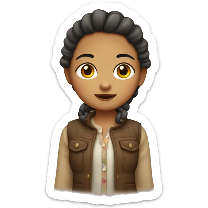 niña con pecas y coleta baja con los ojos cambados sticker