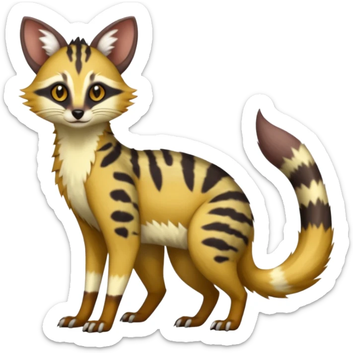 Civet-Genet-Possum-Serval-Caracal-Sergal-Trico-Numbat-Furret-fusion-Fakemon-hybrid-creature (full body) sticker