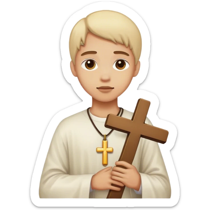 person with cross sticker