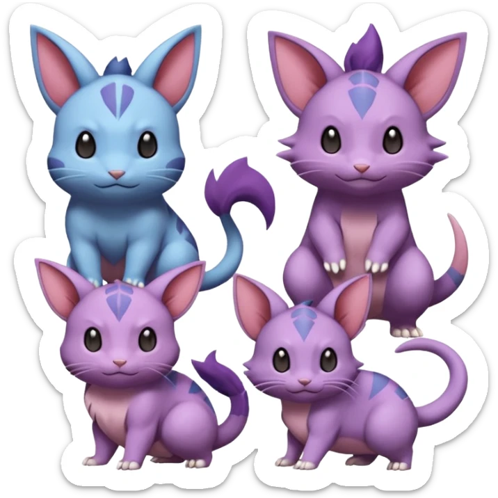 Nidoran-Purrloin-Delcatty-Rattata-Pokémon (full body) sticker