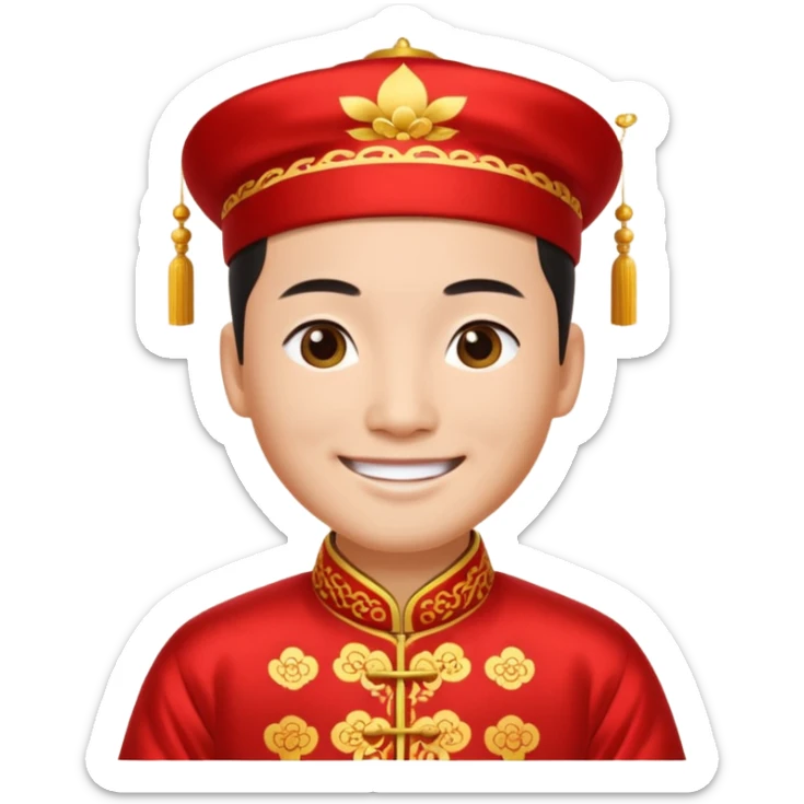 Chinese groom, traditional, culture of chinese, smiley on face. sticker