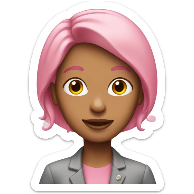 secretry women white with pink loose hair in pink suit sticker