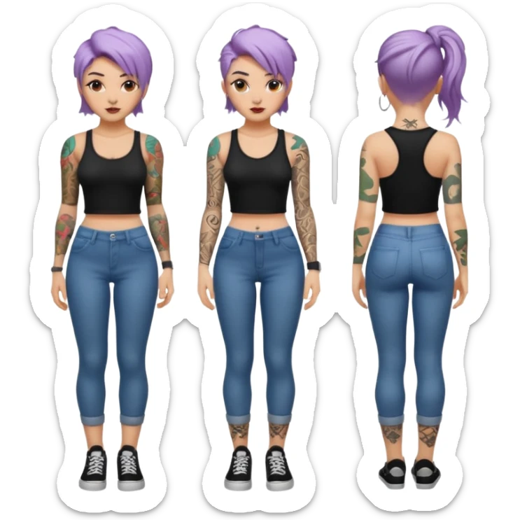 TATTOOED GIRL FULL BODY DIFFERENT HAIRSTYLES COLORS sticker