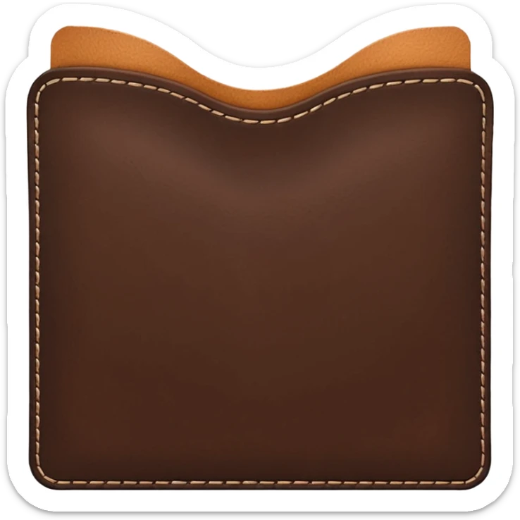 A 3D Apple-style emoji of an industrial leather material, shown as a neatly folded or rolled sheet of dark brown leather with visible texture and stitching details, giving a modern and manufactured look, clean and simple design, no background sticker