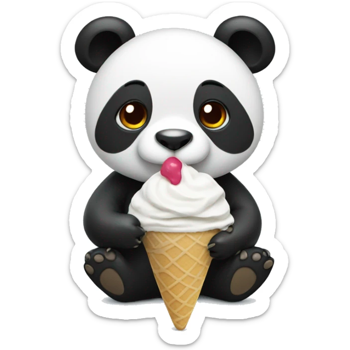 Panda eating ice cream sticker