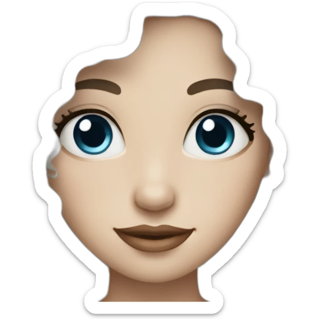 a Women white skin and long black curly hair with blue eyes and freckles sticker