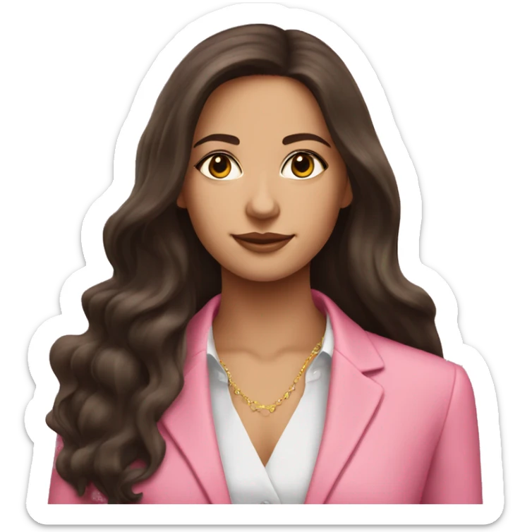Rich Beautiful brunette girl long hair wearing a pink suit  sticker