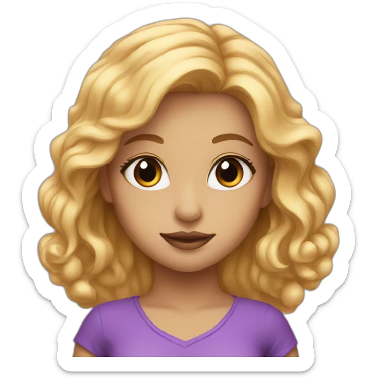 Beautiful girl with golden hair and purple eyes sticker