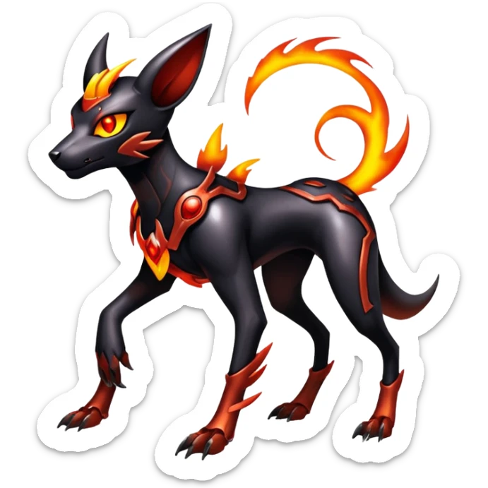 Shiny Gothic Exotic Futuristic Houndoom-Genesect-Torracat-Pokémon-Fakémon-hybrid-creature sticker