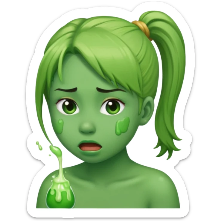 I want to have the puke emoji but with a pony tail, like Ariana Grande sticker