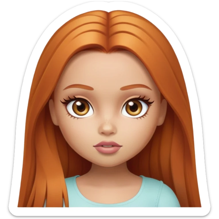 pretty bratz baddie, ginger, hazel color eyes, light skin, straight hair sticker