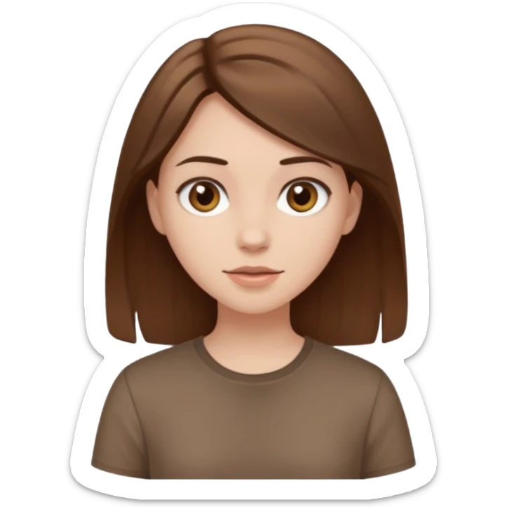 Pale girl brown hair and wearing brown shirt  sticker