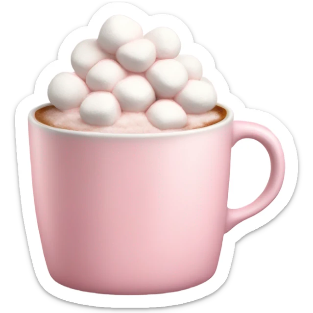 Light Pink mug of hot chocolate with marshmallows  sticker