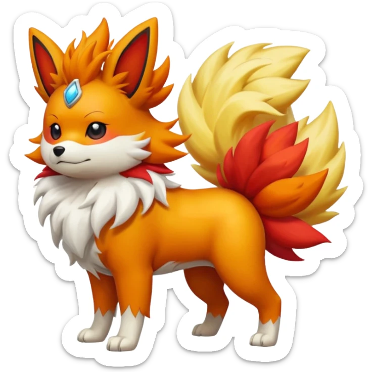 Flareon-Growlithe-Solgaleo-Zorua-fusion-hybrid, full body sticker