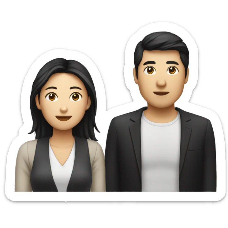 un homme noir et une femme asiatique  sticker