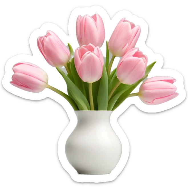 Light pink tulips in white vase sticker