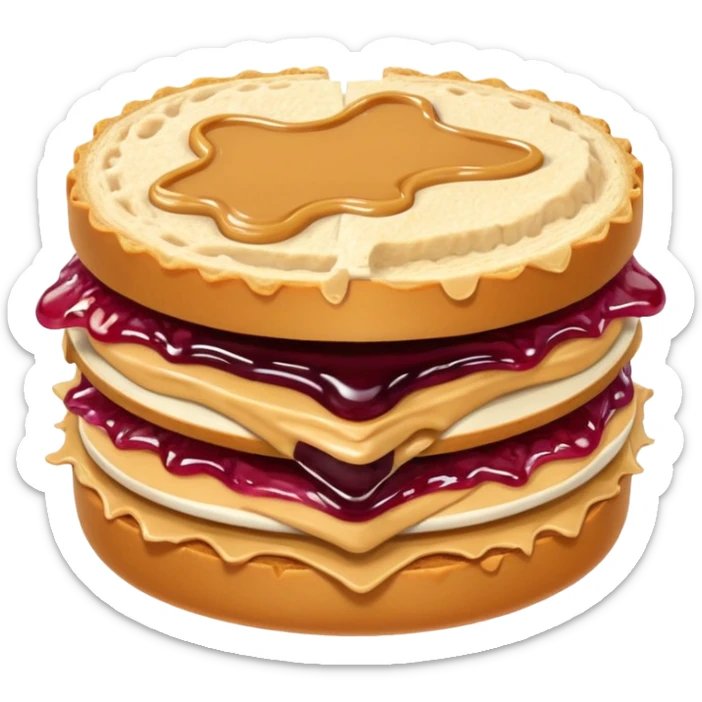 a round uncrustable sandwich with crimped edges and a bite taken out of it sticker