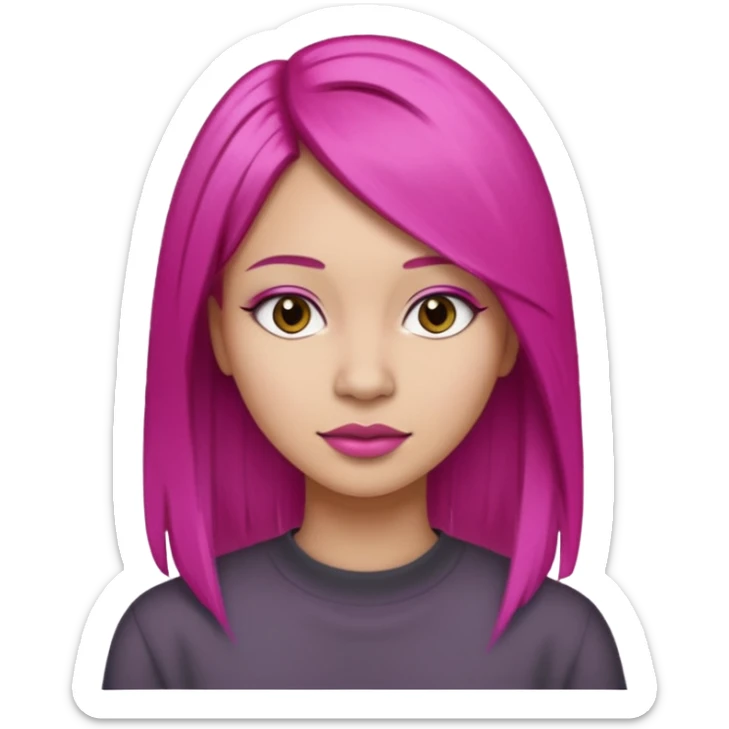fuchsia charcoal color dyed straight hair on a woman emoji 👩🏼 sticker