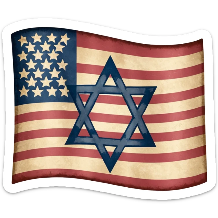 United States flag with a swastika symbol and star of david symbol on the flag sticker