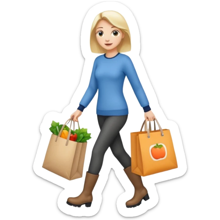 Una donna con gli stivaletti che va a fare la spesa sticker