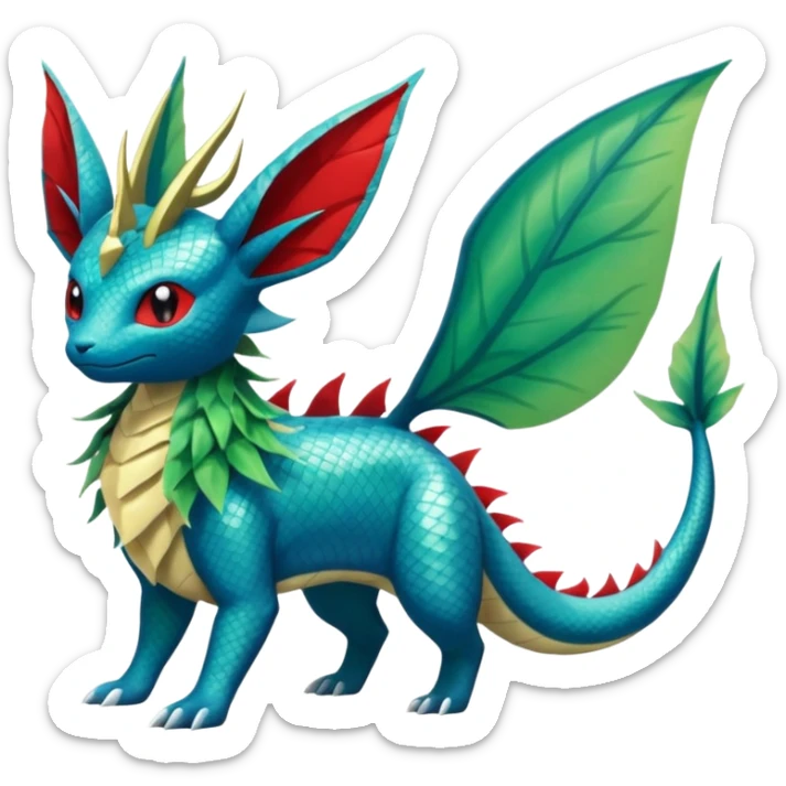 Salandit-Leafeon-Vaporeon-Salamence-hybrid-fusion (full body) sticker