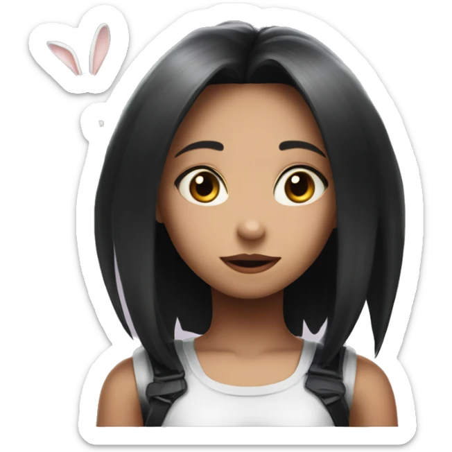 Girl looking like alita angel worrior looking like a cute bunny sticker