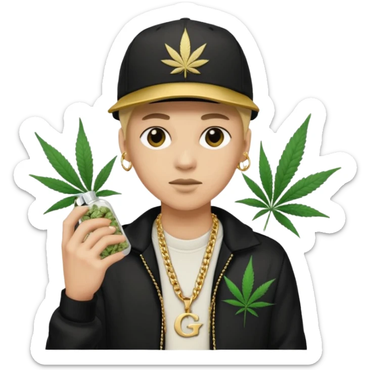 dealer white rom gang with cannabis on hand styler gangster sticker