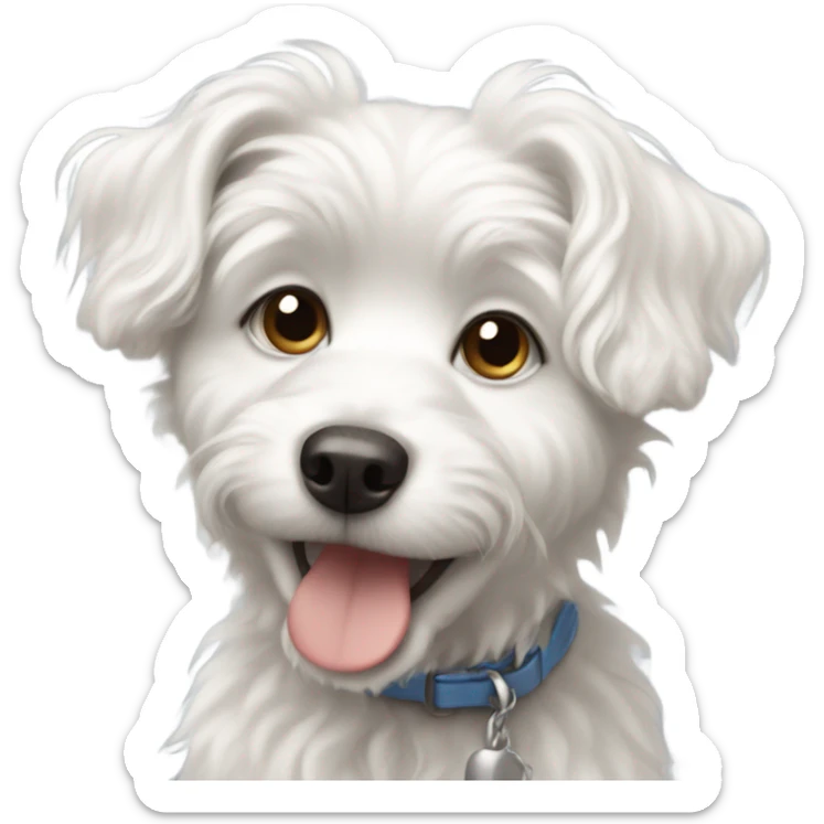 Little white dog with curly hair and big puppy eyes sticker
