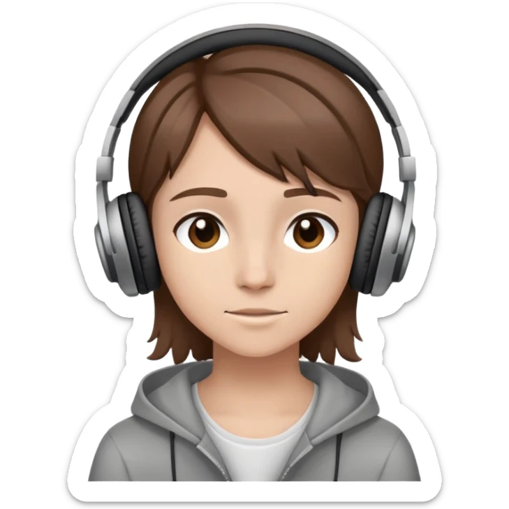 teenager with headphones listening to music sticker