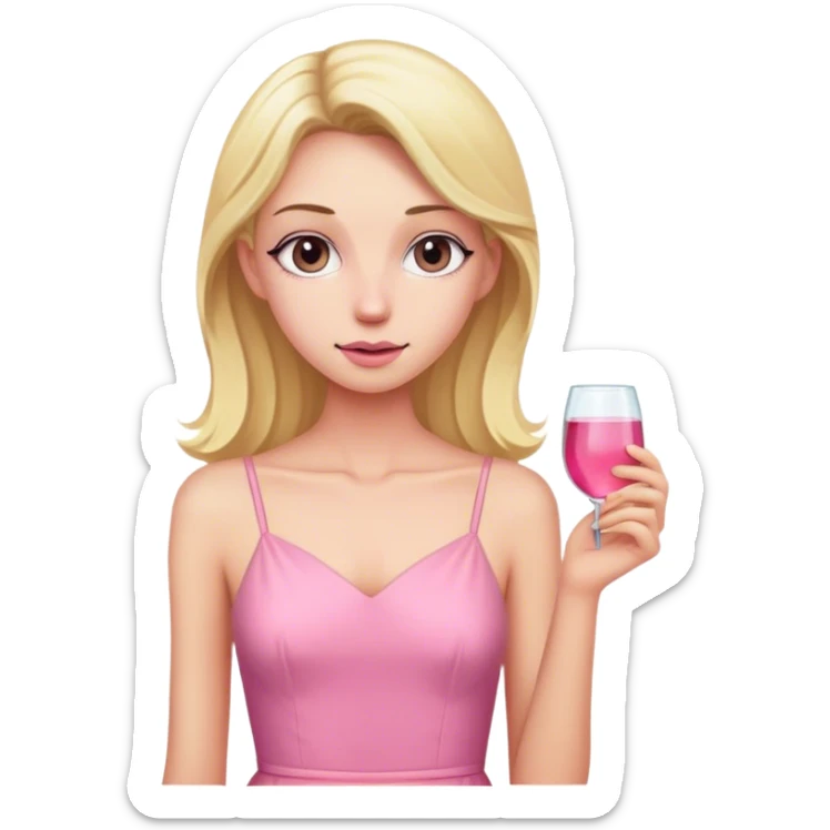 skinny blonde woman with pink dress whole body sticker