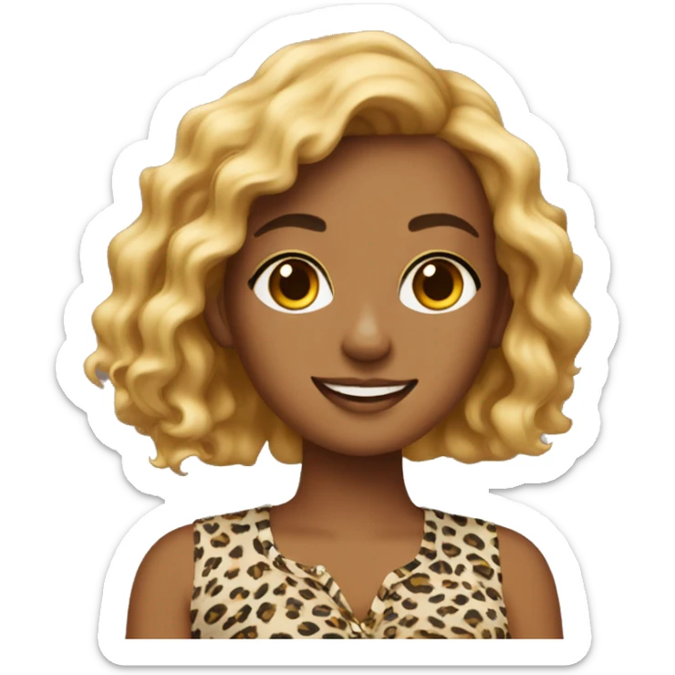 sunny day with stylish girl with a cheetah print top sticker