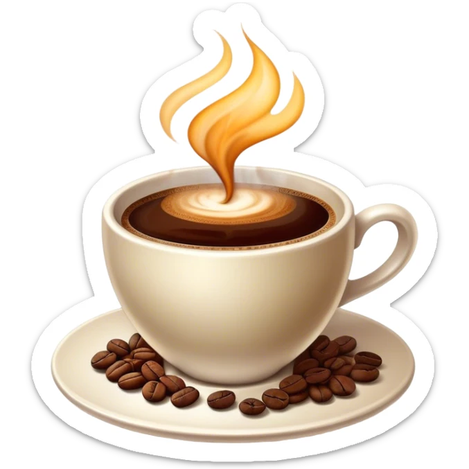 Cinematic Realistic Colombian Coffee Pop Culture Emoji, showcasing a steaming cup of rich, aromatic coffee that epitomizes Colombian culture rendered with detailed textures and warm, inviting lighting. sticker