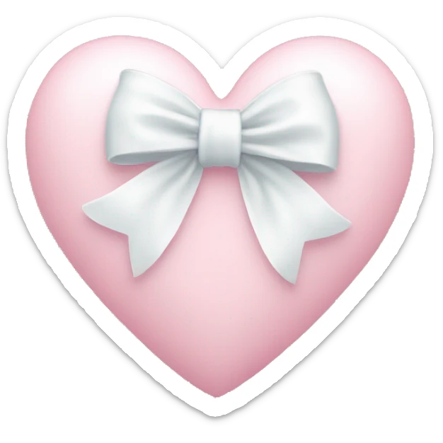 Pastel pink heart with white bow sticker