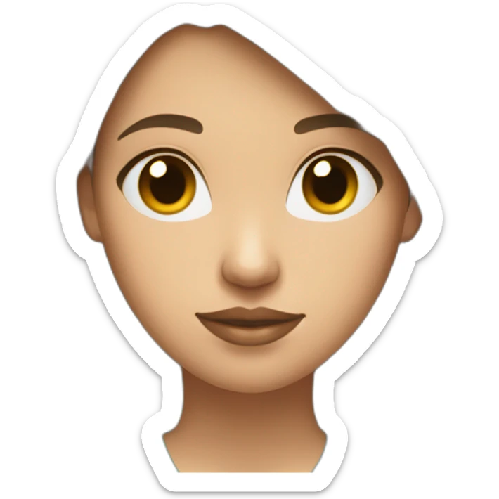 Beautiful brown hair woman with round face light skin large breasts turquoise v-neck shirt sticker