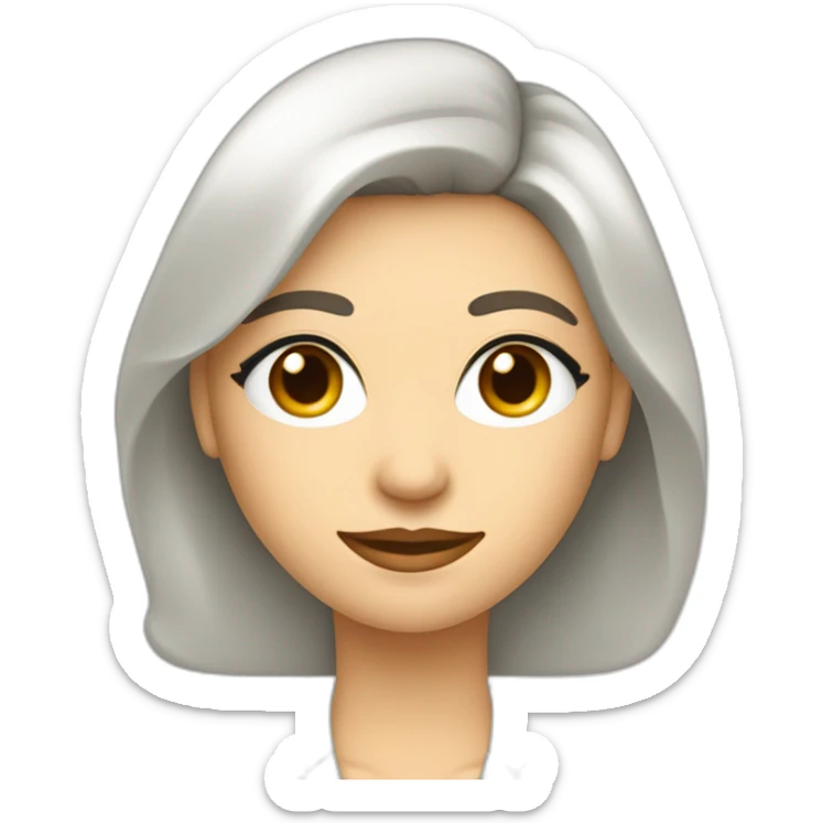 Femme coupe carré blanche yeux noisette visage mi rond mi triangulaire air attendrissant sticker