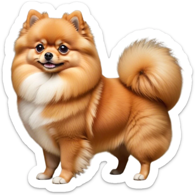 Cinematic Noble Orange Pomeranian Portrait Emoji, Poised and regal, with a compact, fluffy build and a well-groomed, vibrant orange Fur, deep-set soulful brown eyes, Simplified yet sharp and sophisticated features, highly detailed, glowing with a soft, dignified glow, high shine, intelligent and spirited, stylized with an air of elegance, focused and attentive, soft glowing outline, capturing the essence of a watchful and confident companion, so majestic it feels as though it could prance out of the screen with effortless authority! sticker