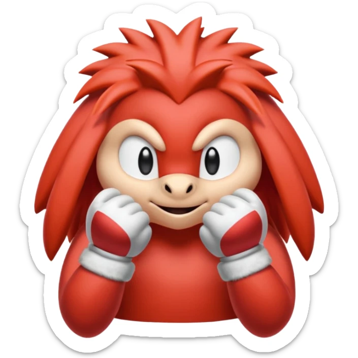 Sonic the hedgehogs friend knuckles a red animal with peach arms and white gloves sticker