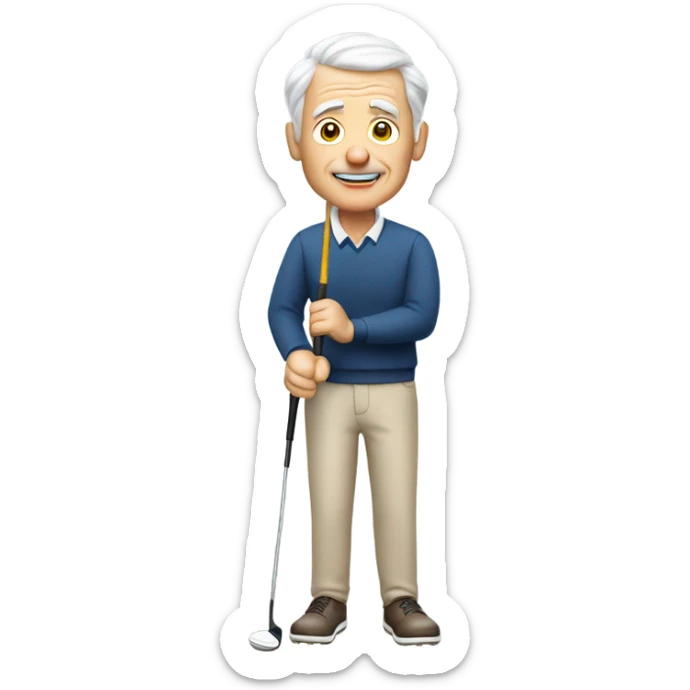 Elderly white male no facial hair playing golf sticker