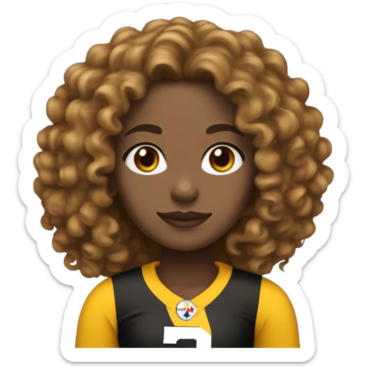 steelers light skin girl longed curly brown hair with freckles  sticker