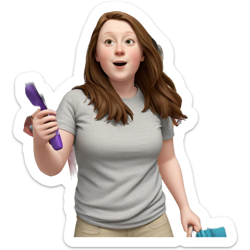 casual girl with brown hair sticker