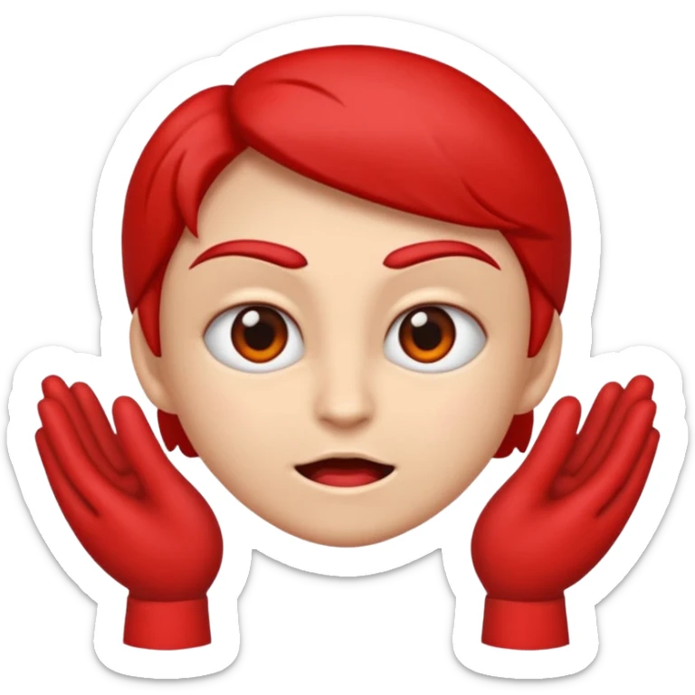 emoji con cara de enojado de color rojo con un brazo amenazando sticker