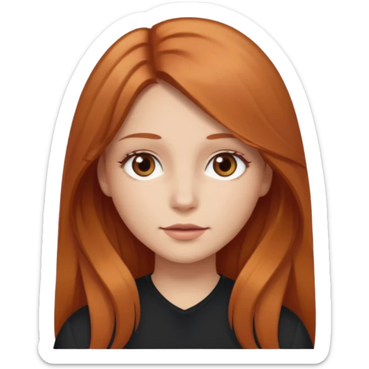 girlfriend with long middle part dark strawberry blonde hair with brown eyes sticker