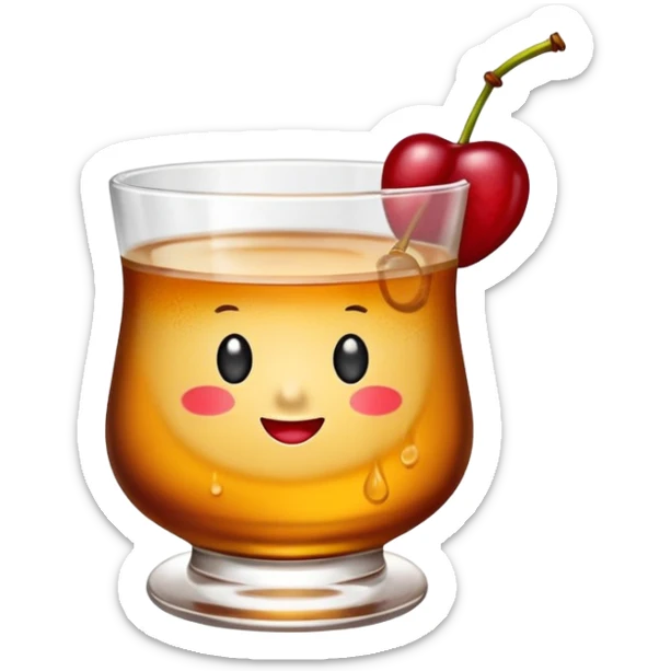 Emoji with an amaretto sour cocktail in whiskey glass sticker