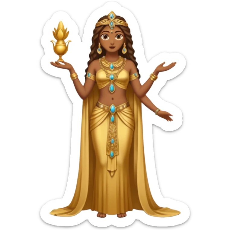 una diosa morena de la época púnica, de alto rango y de estatura media, una foto de cuerpo entero sticker