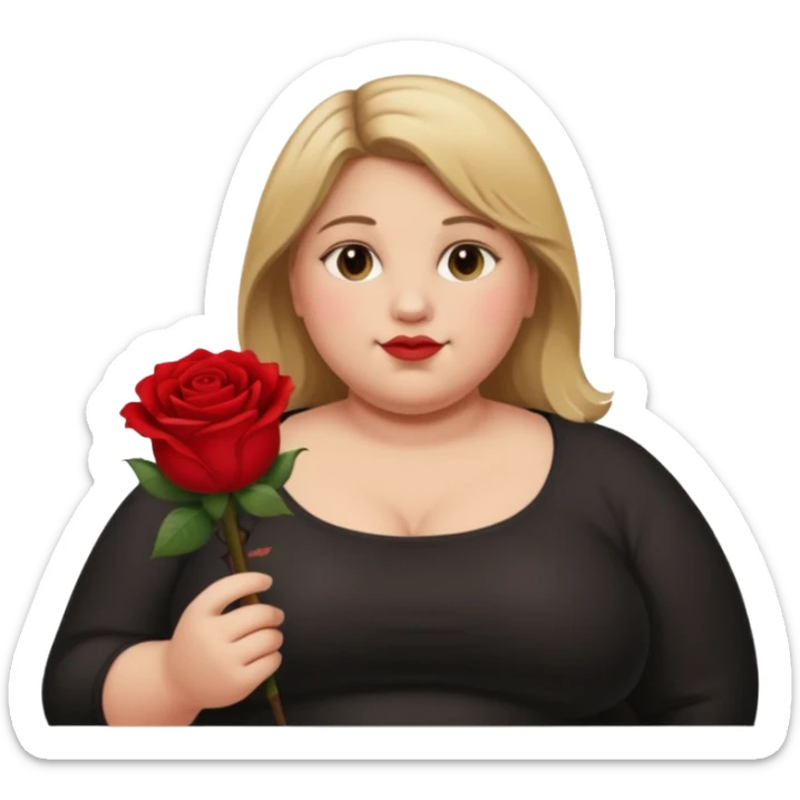 ash Trevino is a fat girl with dirty blonde hair and has a rose in her hand , really fat sticker