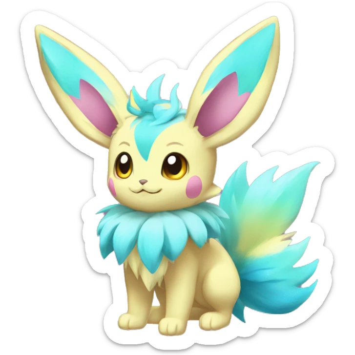 Shiny Colorful Kawaii Eeveelution-Cute-Pokémon-fusion full body sticker