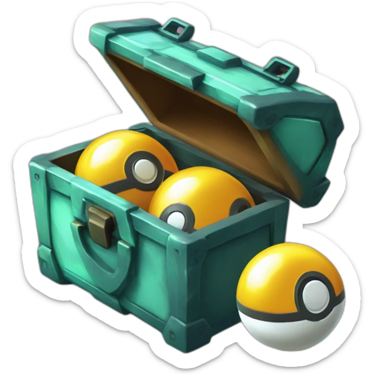 Pokemon Game LootCase BlackMystery ShinyGlow Color Rich Treasure Legendary Epic Pokeballs and Pokemons Inside sticker