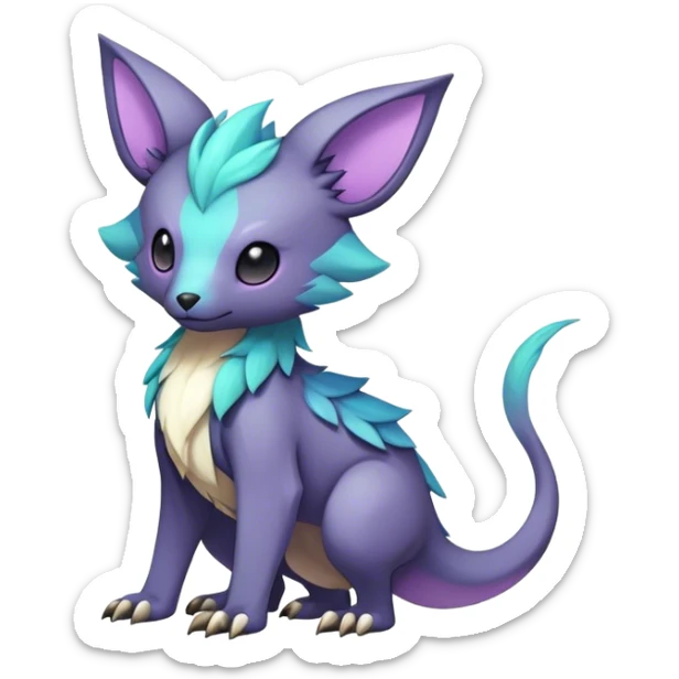 cool colorful dark pastel fantasy animal hybrid Fakemon full body sticker