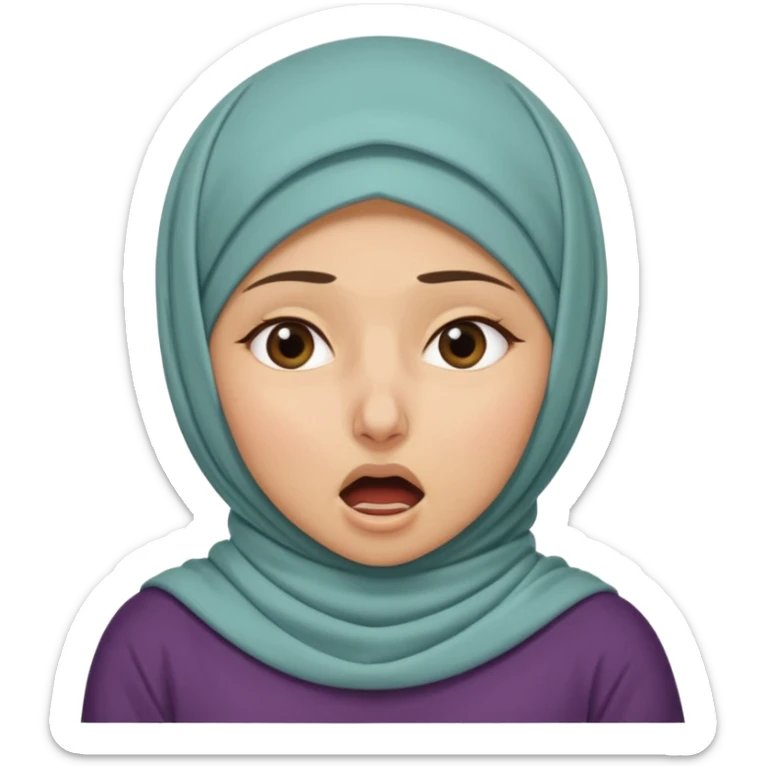A light hijabi woman choking herself out of frustration but she's nonchalant  sticker