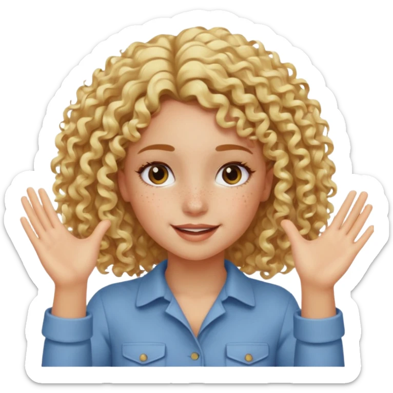 Not guilty hands up smirk girl curly blonde haie sticker
